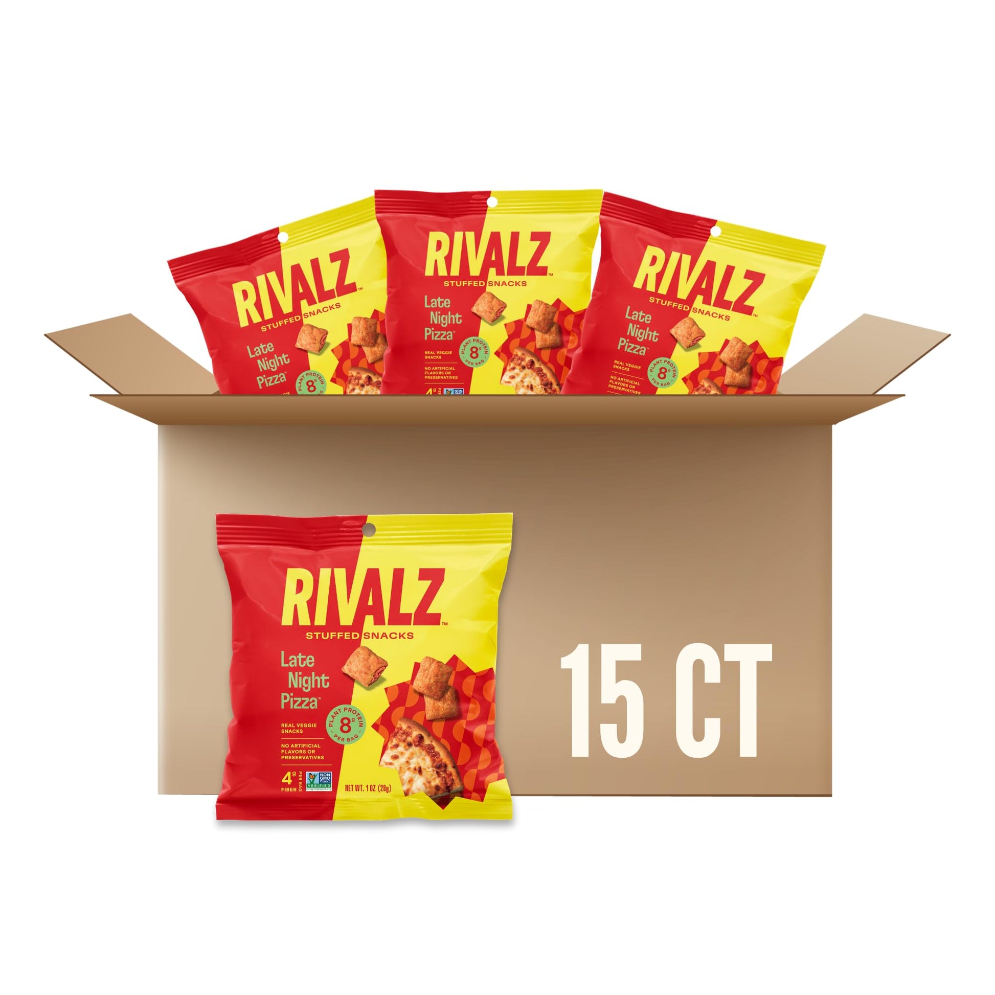 Rivalz Stuffed Snacks - 1.0 Oz Bags (Late Night Pizza) - Delicious & Nutritious Veggie Snack Bites - Vegan, Gluten Free, & Non-G