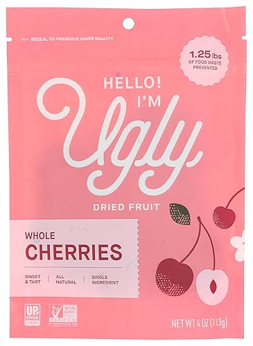 Hello! Im Ugly Upcycled Dried Cherries, Non GMO, 4 Ounces (Pack Of 12)