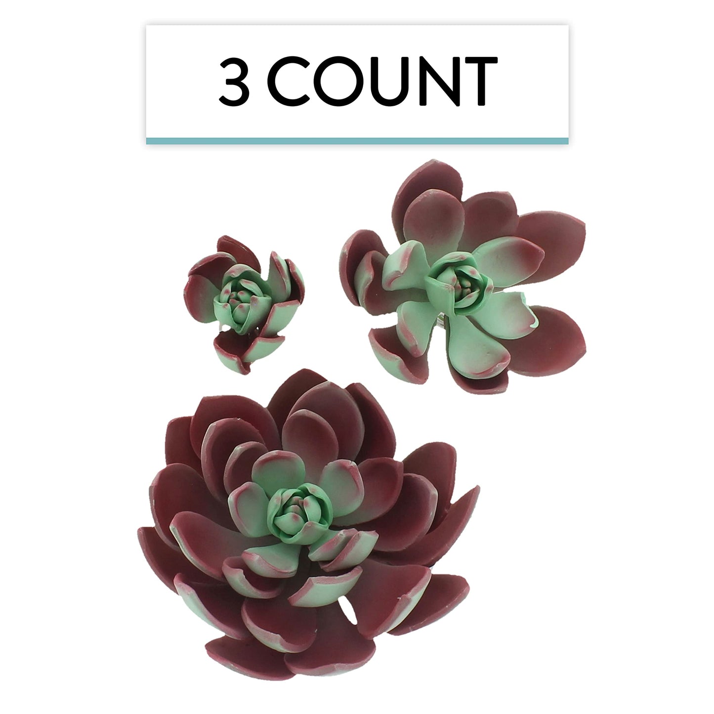 Global Sugar Art Succulent Romeo Sugar Cake Flowers, Assorted With Wire, 3 Count By Chef Alan Tetreault