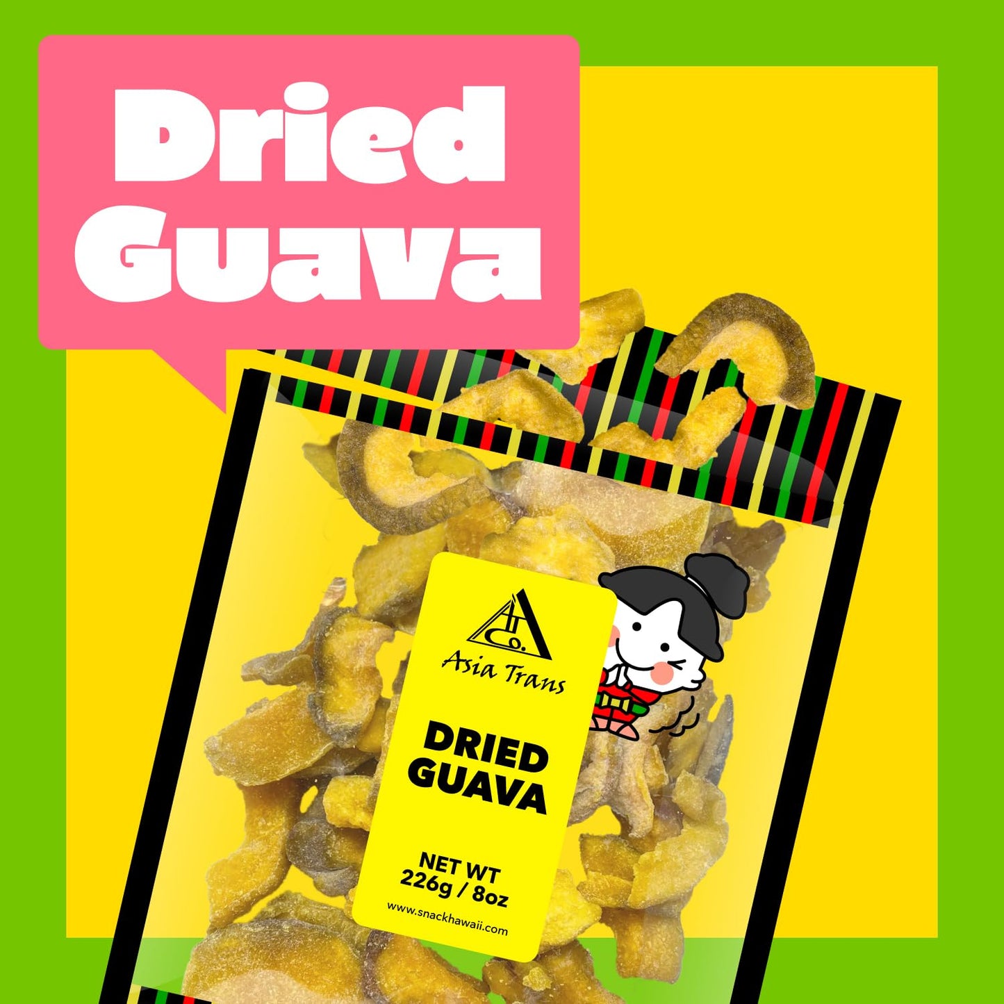 Dried Guava - Preserved Tropical Fruit Slices - Healthy, Vegan, And Low-Sugar - Non-Gmo Snack For Kids & Adults - 8 Ounce