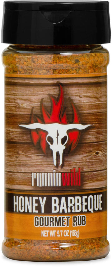 Runnin Wild Gourmet Honey BBQ Rub & Seasoning, 5.7 oz - Perfect for Pork, Chicken, Ribs & Salmon