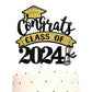 YCTHUNFISH Graduation Cake Topper, Gold Black Glitter, Class of 2024, Small, Bamboo Material