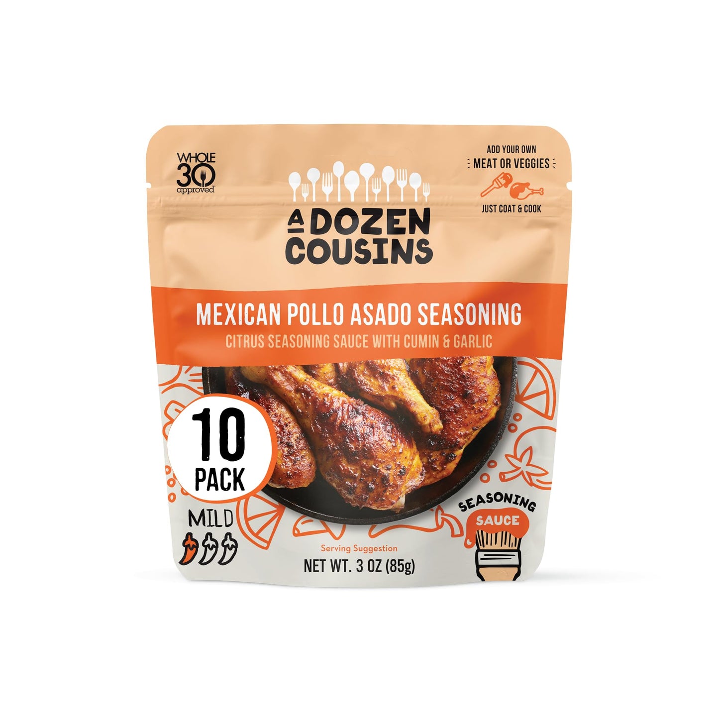 A Dozen Cousins Entr  e Seasoning Sauce Marinade - Coat and Cook, for Chicken Seasoning, BBQ, Protein & More - 10 Pack - Mexican