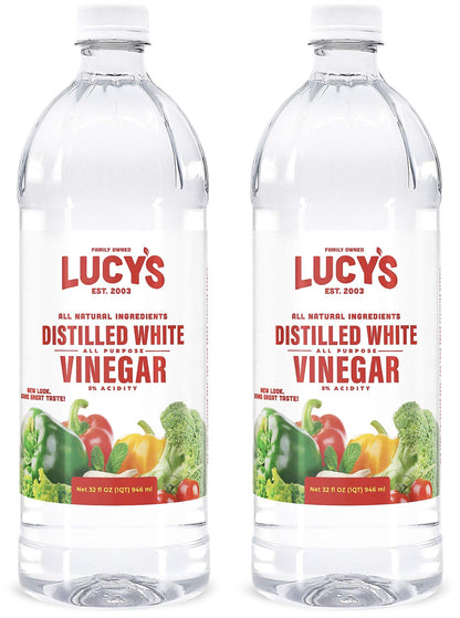 Lucys Family Owned - Natural Distilled White Vinegar, 32 oz. bottle (Pack of 2) - 5% Acidity