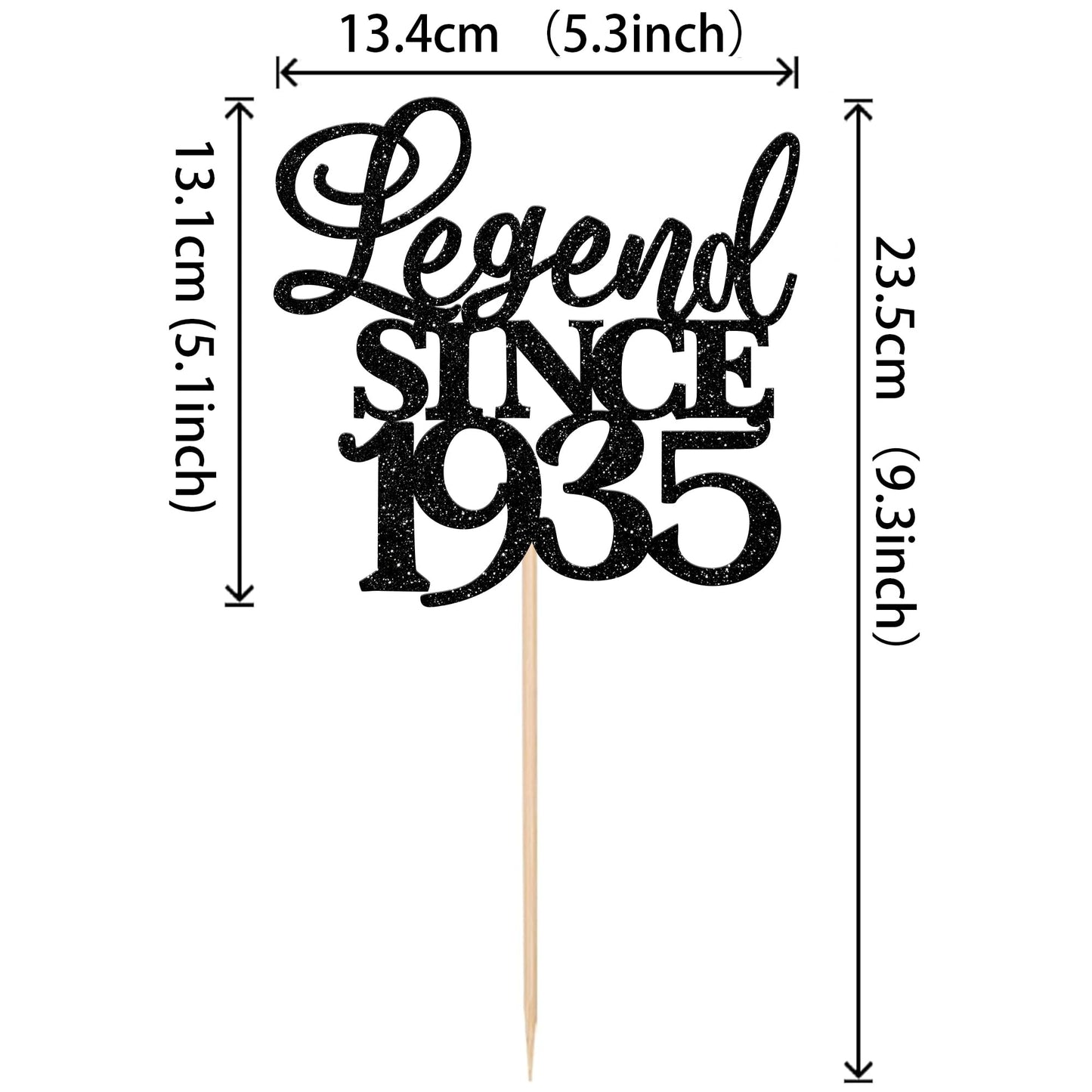 Rssta i Cake Topper - Glitter 90th Birthday Decoration - Black - Model XM310-black 1933