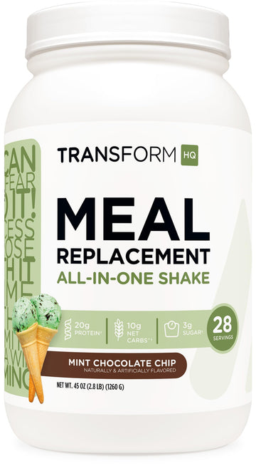 TransformHQ Meal Replacement Shake Powder, 20G Protein, Mint Chocolate Chip, 28 Servings, Model TFM-15109