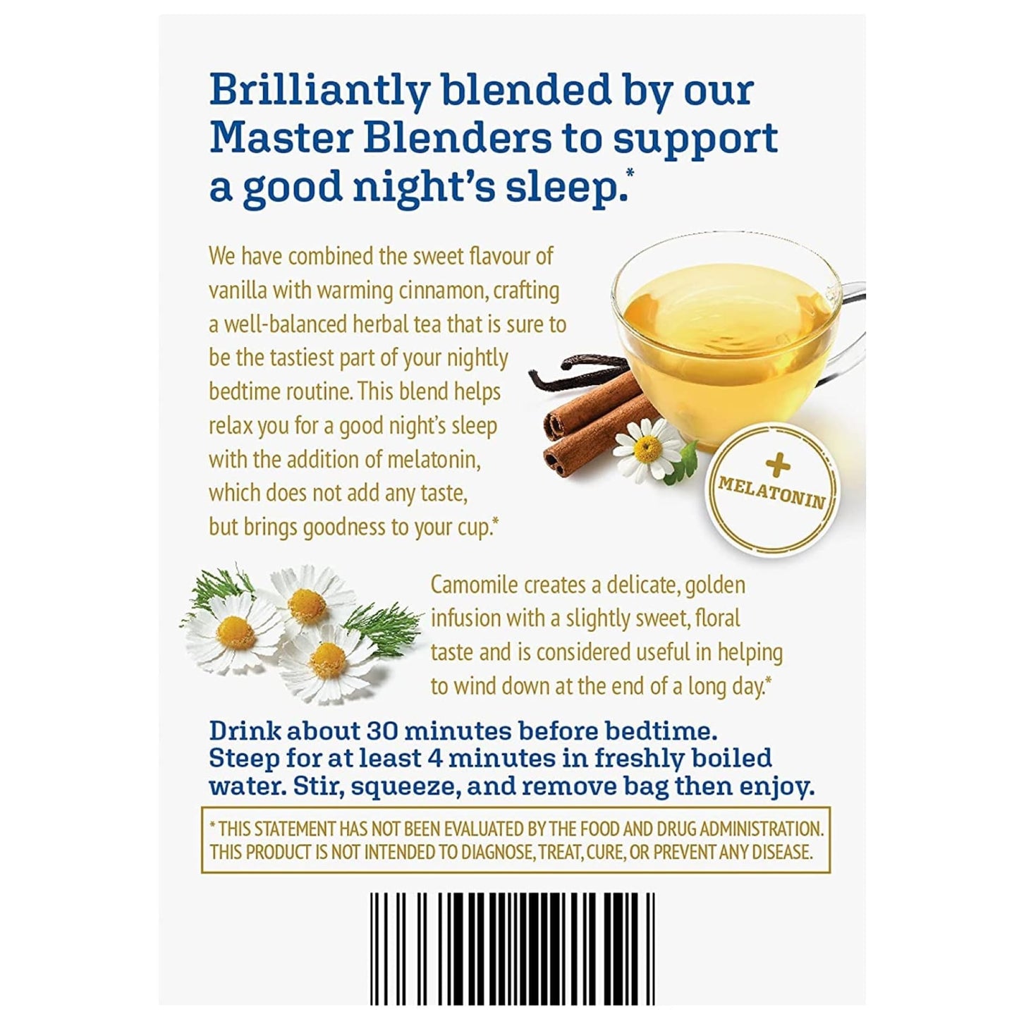 Twinings Superblends Sleep+ Herbal Tea with 1mg Melatonin Camomile  Cinnamon & Vanilla  Naturally Caffeine-Free  16 Tea Bags (Pack of 1)  Enjoy Hot or Iced