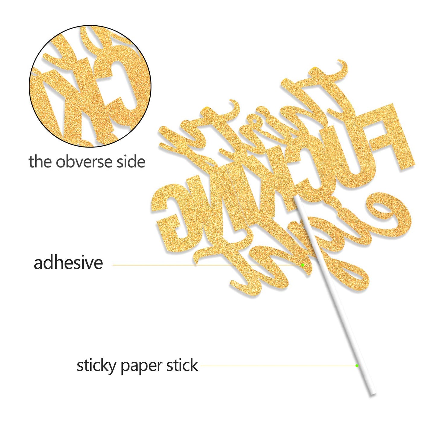 Thirty Eight Gold Glitter Cake Toppers 38 Years Old 38Th Birthday Anniversary Party Decorations Supplies