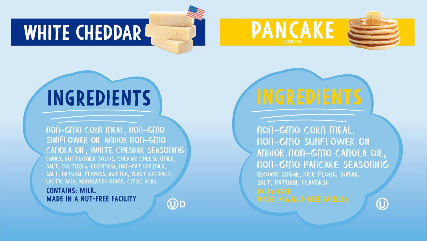 Like Air Puffcorn (Combo Pack: Cheddar & Pancake) | 2 4oz Bags | 50 Calories Per Cup | Gluten Free | Nothing Artificial