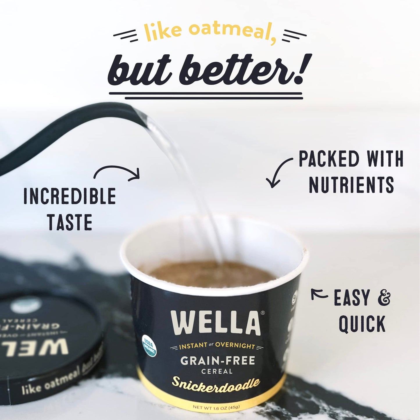 Wella Hot Cereal Oatmeal Alternative, Gluten-Free Breakfast, Grain-Free Paleo Organic Vegan, Protein, Fiber, Snickerdoodle (8 Co