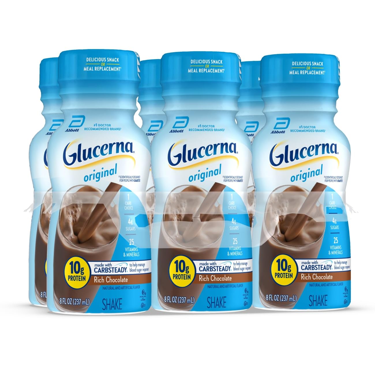 Glucerna Original Diabetes Care Shake, Rich Chocolate, Diabetic Meal Replacement to Support Blood Sugar Management, 10g Protein,
