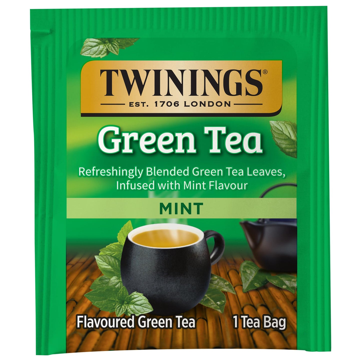Twinings Green Tea With Mint Individually Wrapped Bags, 20 Count (Pack Of 6), Invigorating Aroma, Caffeinated, Enjoy Hot Or Iced | Packaging May Vary