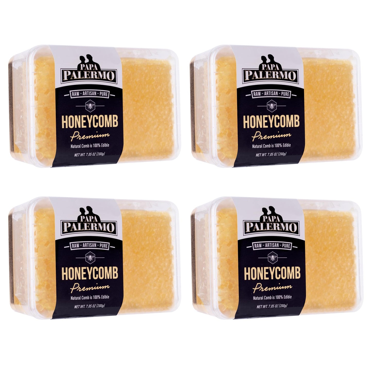 Palermo Gourmet Raw Honeycomb, 100% Edible, All-Natural, 4-Pack, 7 oz Each, No Additives, No Preservatives