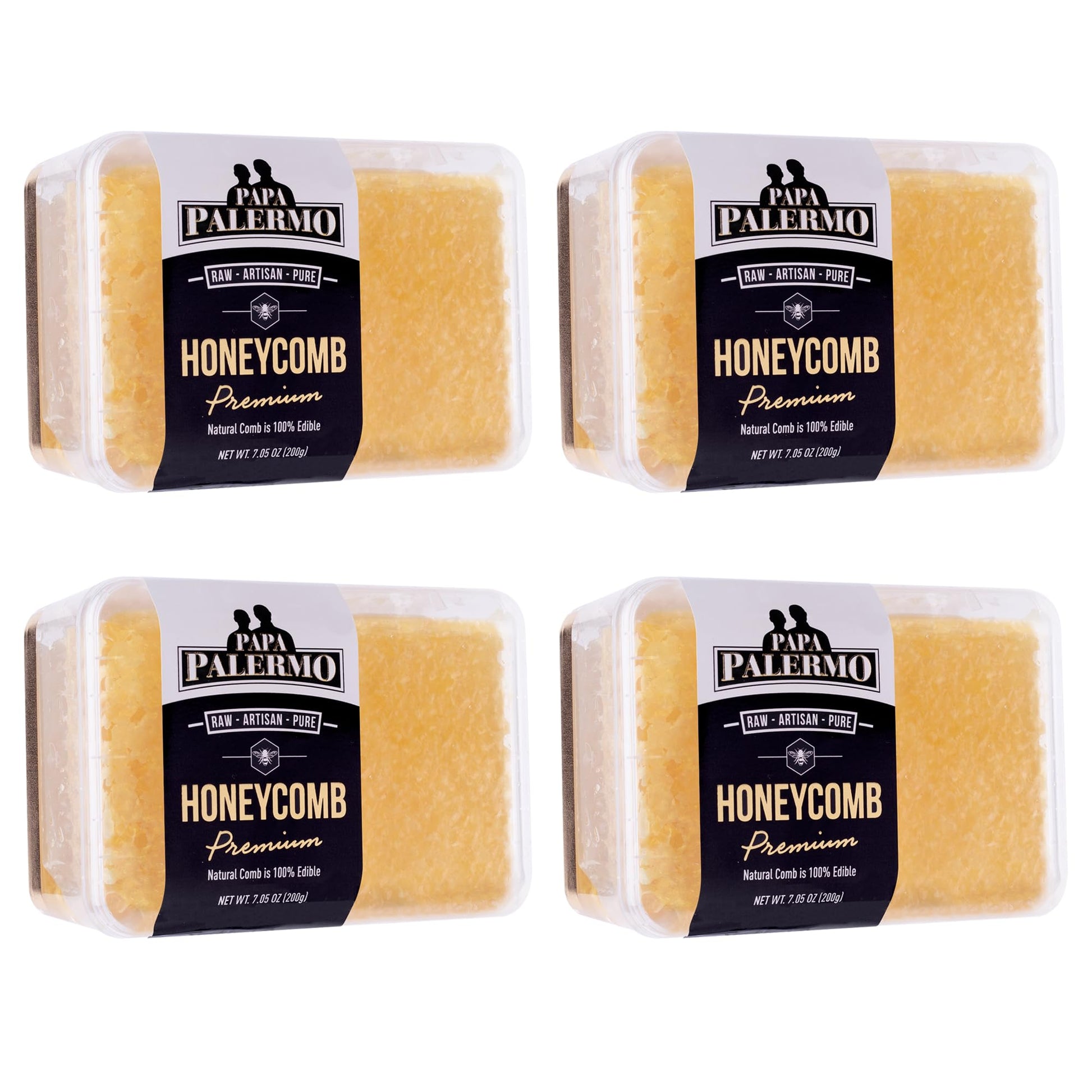 Palermo Gourmet Raw Honeycomb, 100% Edible, All-Natural, 4-Pack, 7 oz Each, No Additives, No Preservatives