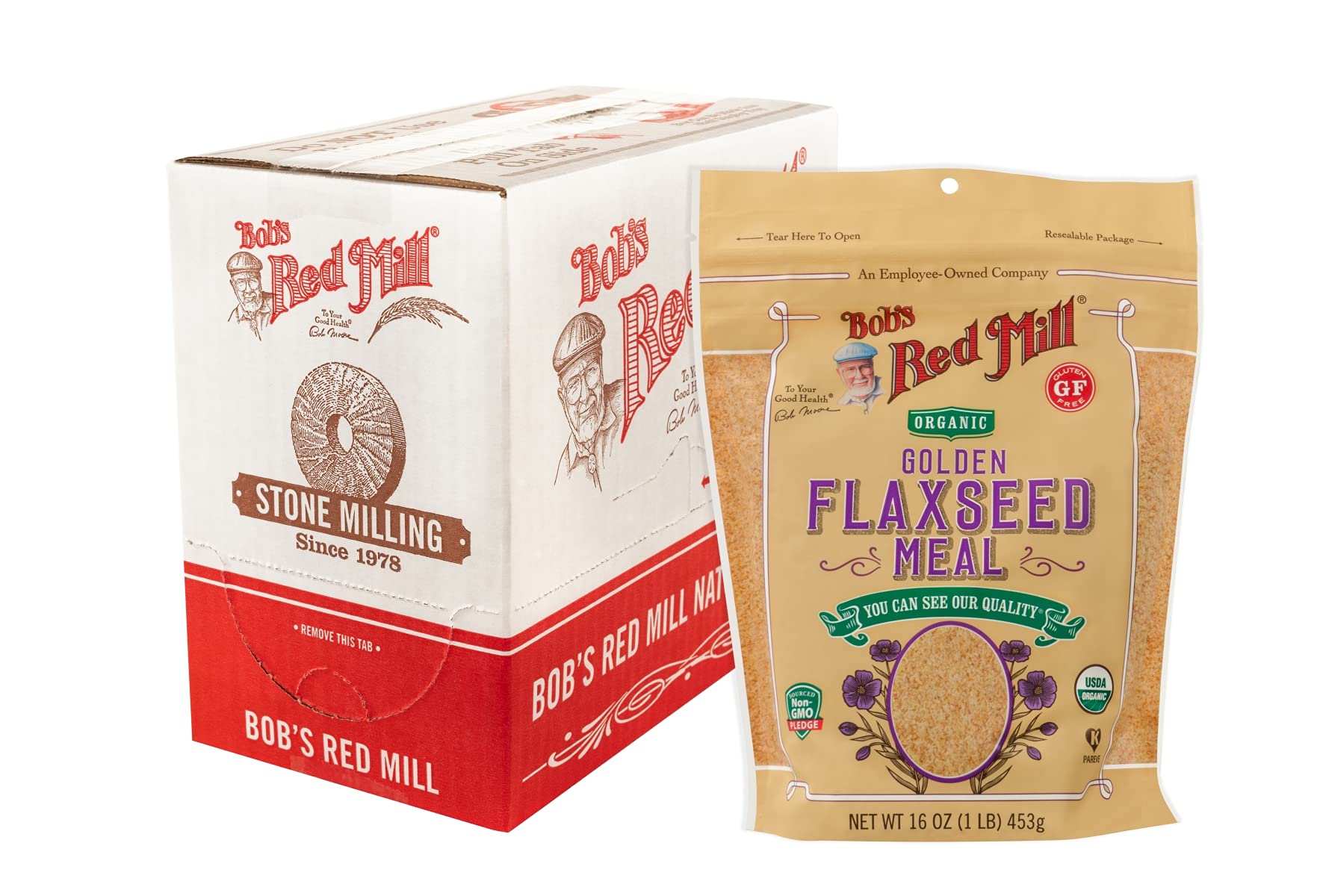 Bob'S Red Mill Organic Golden Flaxseed Meal, 16Oz (Pack Of 4) - Non Gmo, Vegan, Paleo Friendly, Keto Friendly, Kosher