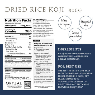 Dried rice koji 28.2oz (800g) - Carefully made in Japan, miso, shoyu, shio-koji, molted rice, ORYZAE (800g)