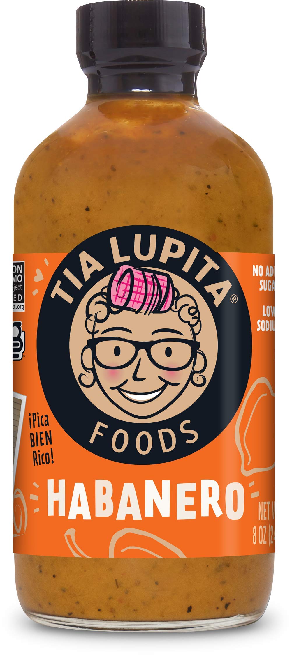 Tia Lupita Habanero Hot Sauce - 8Oz Bottle - Made With Habanero Peppers, Flavorful Heat, Medium Spice, Sweet, All Natural, Non G