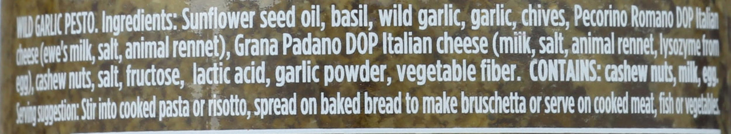 SACLA Wild Garlic Pesto Sauce | Basil & Wild Garlic Italian Pesto with Parmigiano Reggiano & Pecorino Romano Cheeses | 6.7 oz Gl