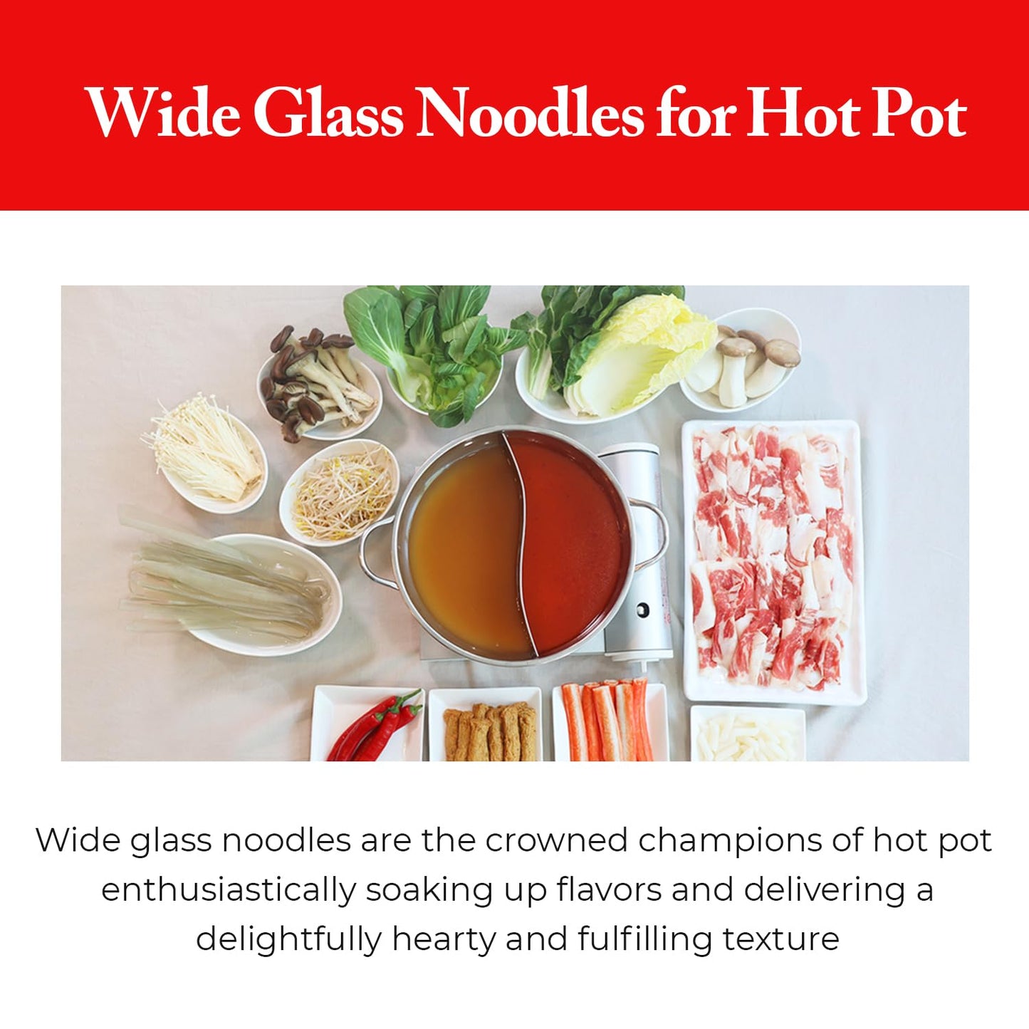 Wang Wide Glass Noodles, Hot Pot Ingredient, 10.58 Ounce