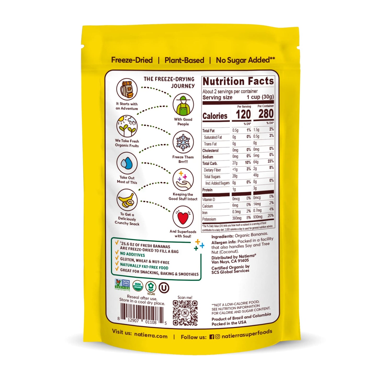 Natierra Organic Freeze-Dried Bananas | Usda Certified Organic, Vegan & Non-Gmo | 2.5 Ounce (Pack Of 12)