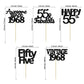 Gyufise 30 Pack Black Glitter Vintage 1968 Cupcake Toppers Glitter 55 Fabulous Happy 55 Cheers to 55 Years Birthday Cupcake Pick