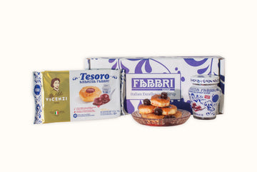 Fabbri Variety Pack, one Amarena Cherries in Syrup 8oz jar and two Tesoro Matilde Vicenzi Puff Pastry with Fabbri Wild Cherry Fi