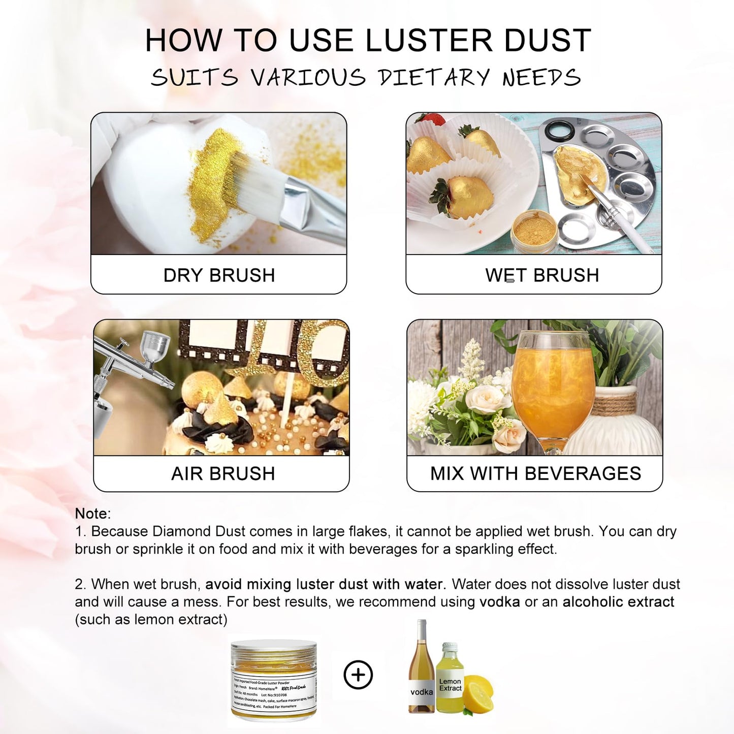 HomeHere Luster Powder Dust Edible Cake Dust, 7g