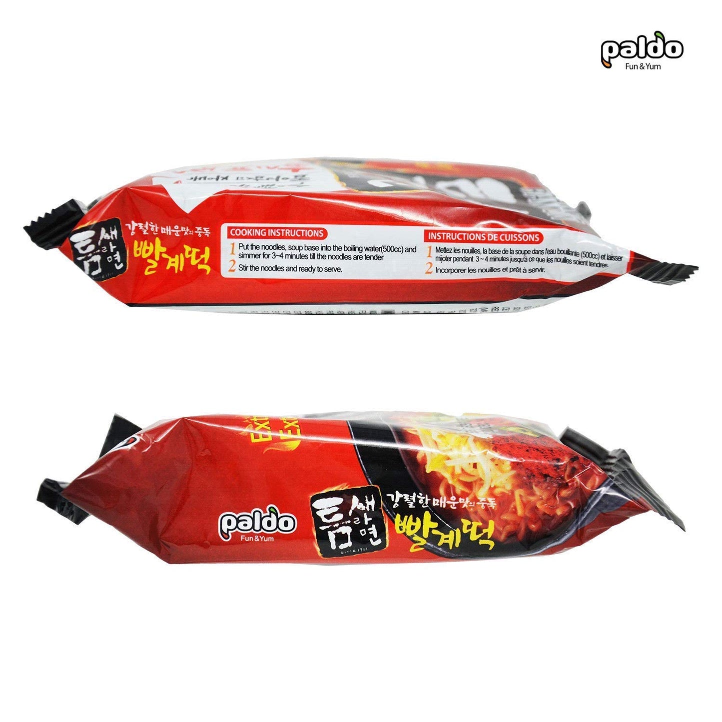 Paldo Fun & Yum Extra Hot Spicy Instant Noodles With Soup, Pack Of 5, Teumsae Ramen With Spicy Broth, Best Oriental Style Korean