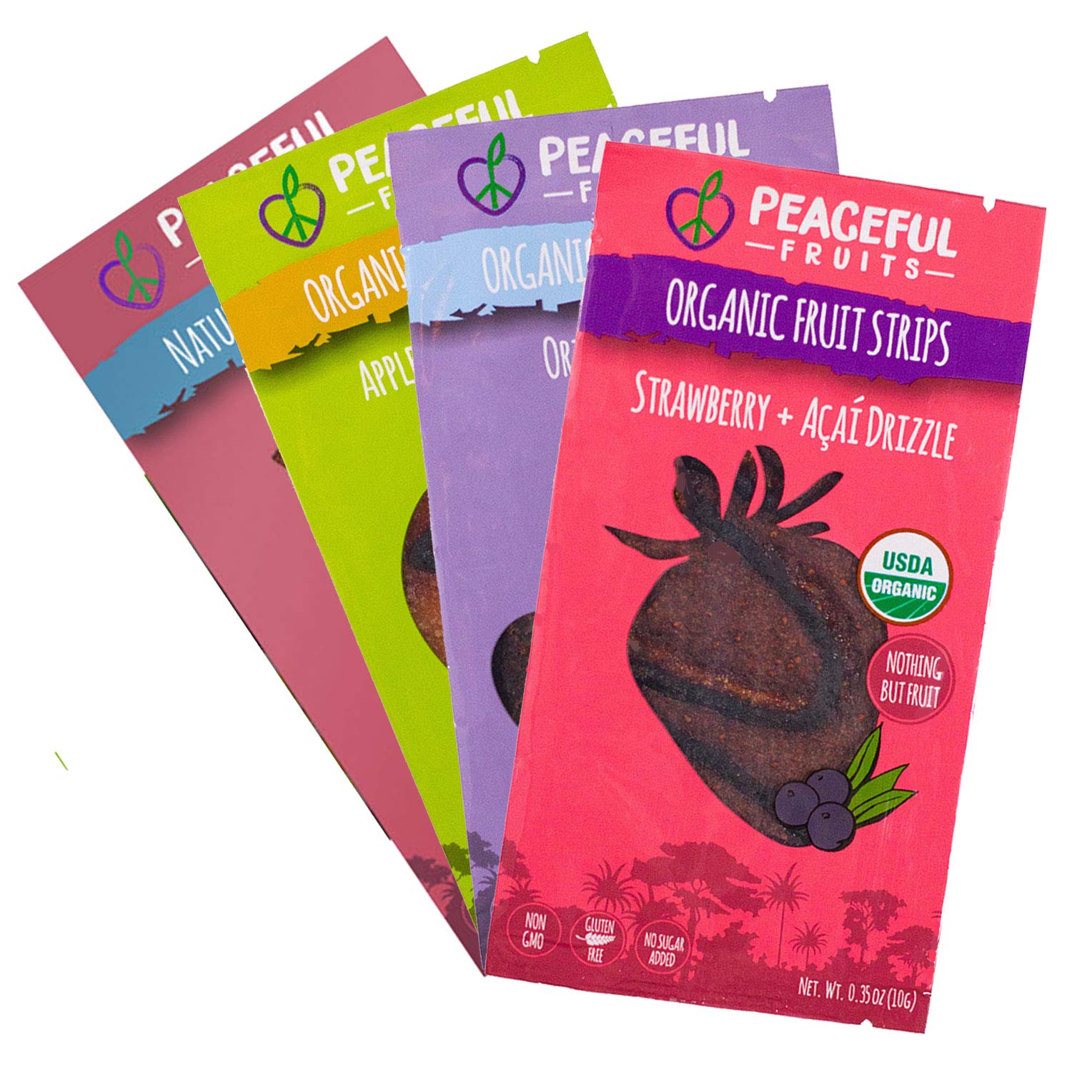 Peaceful Fruits 100% Fruit Layers (Variety Pack (Strawberry  Acai  Passionfrt  Apple)  12 Count)