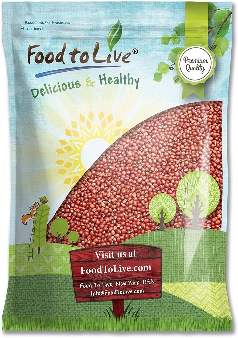 Food to Live - Adzuki Sprouting Beans, 10 Pounds - Whole Raw Dried Red Mung Beans, Vegan, Kosher, Bulk. Rich in Minerals, Dietar