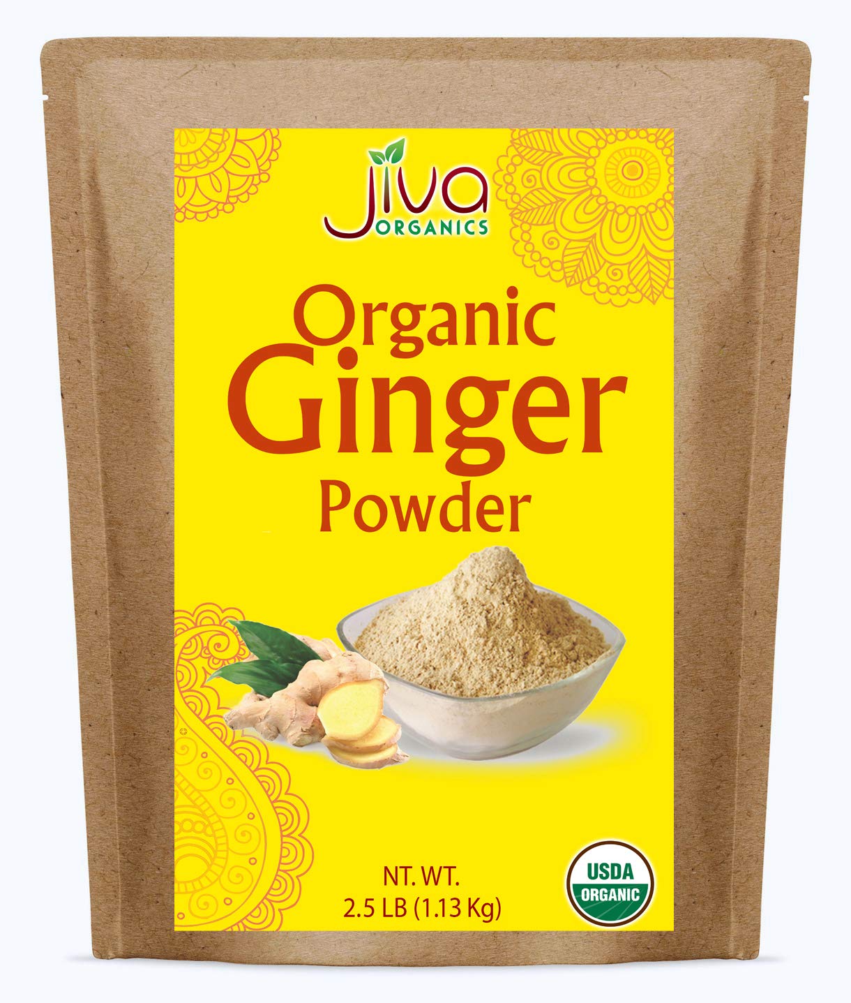 Jiva Organic Ginger Powder 2.5 Pound Bulk Bag - Non-Gmo, Finely Ground, Keto, Raw & Pure Ground Ginger Root
