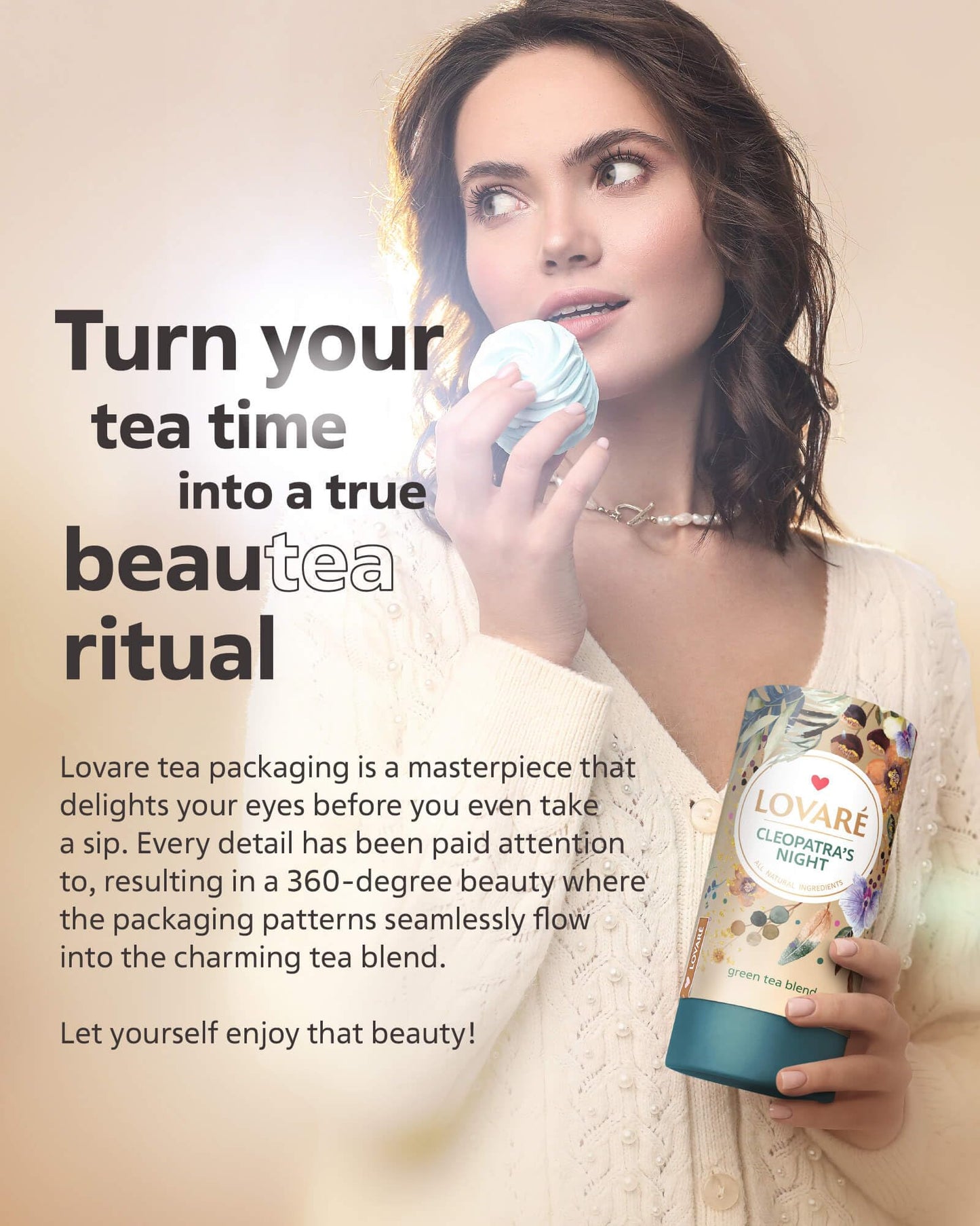 Lovare Cleopatras Night Loose Leaf Tea Sampler 80 G - Made In Ukraine - Green Tea, Pineapple, Apple, Rose Buds And Petals, Calen