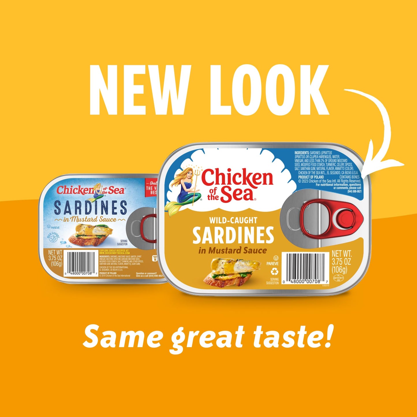Chicken of the Sea Sardines in Mustard Sauce, Wild Caught, 3.75 Ounce Can, Pack of 1, Model 4800000708