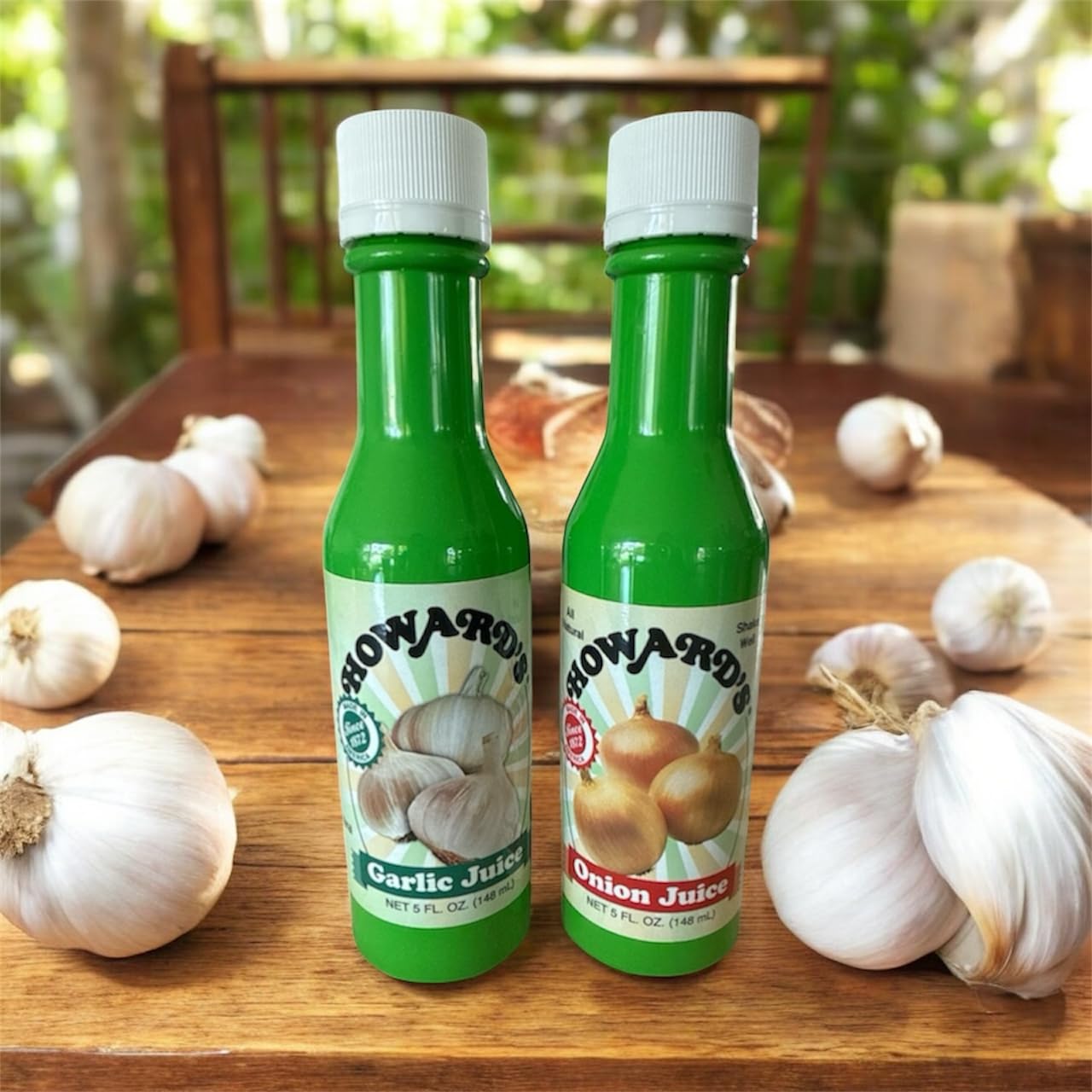Howards Onion & Garlic Juice Duo Pack, 5 fl oz Each | Pure Liquid Seasoning Set | All-Natural Flavor Enhancers for Cooking, Mari