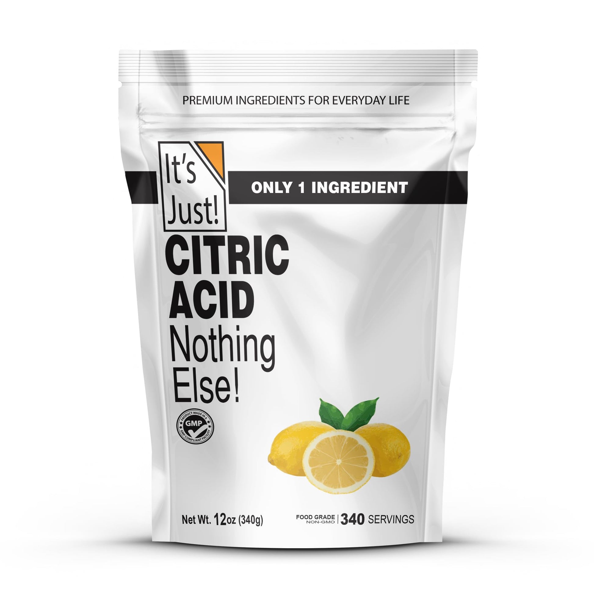 Its Just - Citric Acid, Food Grade Flavor Enhancer Powder, Non-GMO, Great for Cooking, Cleaning, Bath  s, Natural Preservative (12 Ounces)
