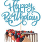 Crseniny Happy Birthday Cake Topper,Blue Glitter Birthday Sign Cake Decorations,Anniversary Party/Birthday Party Decoration Supp