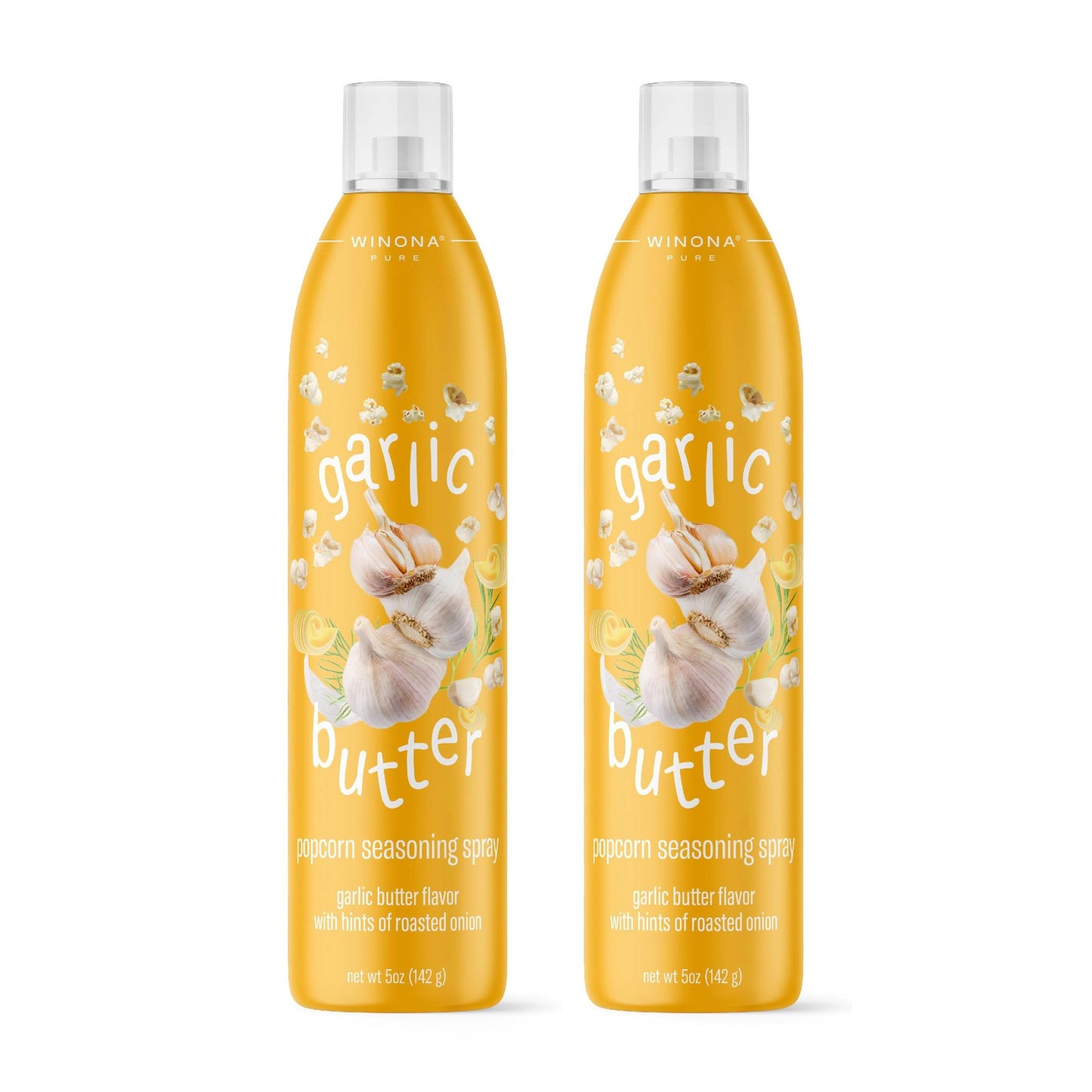Winona Pure Garlic Butter Seasoning Spray - For Popcorn, Chicken, Baked Potatoes, Vegetables & More - 5 oz Bottle - 2 Pack
