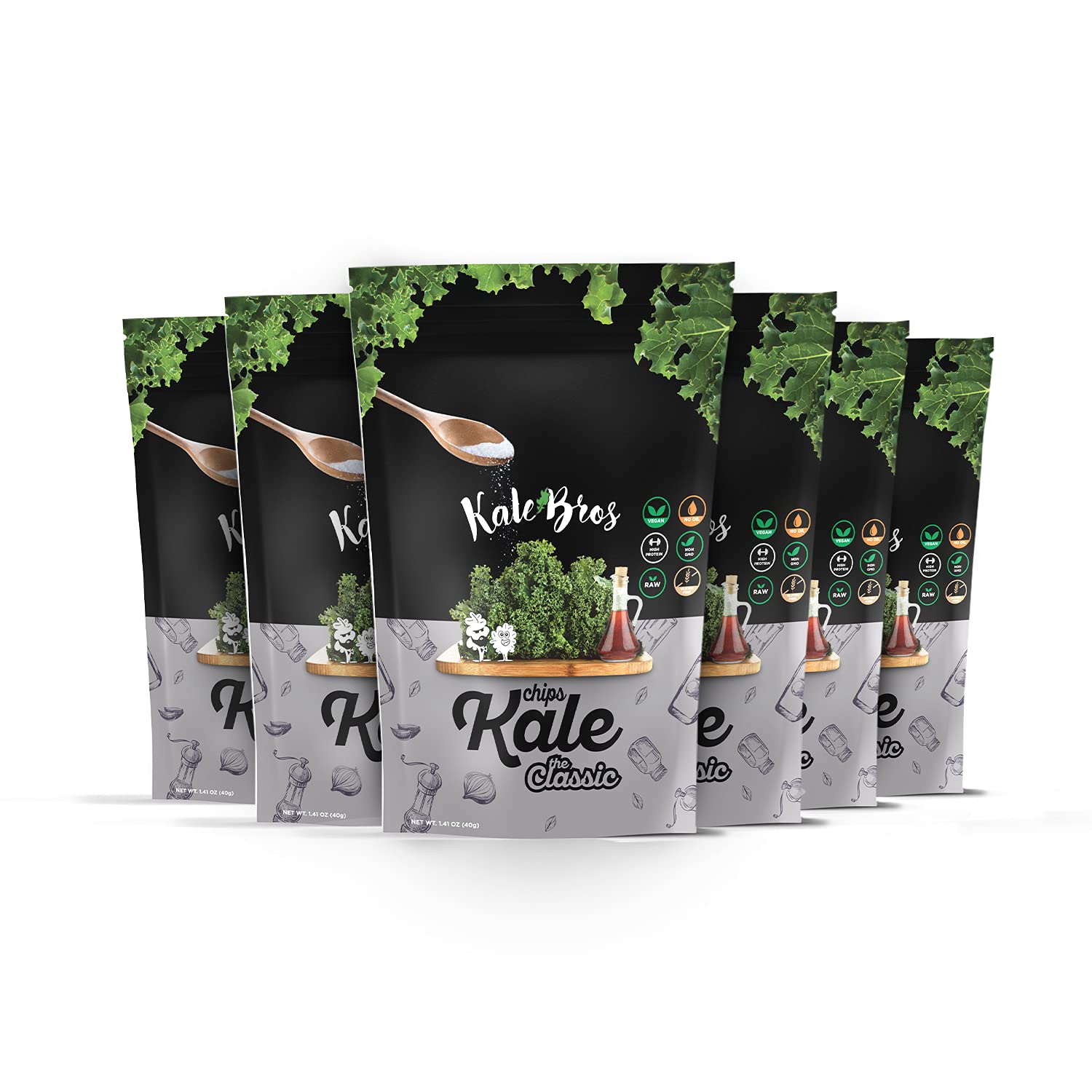 Kale Bros, Kale Chips, The Classic, Multi-pack (Pack of 6) Vegan/Gluten-free/Paleo Snack
