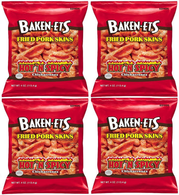 Fried Pork Skins, Hot & Spicy, 4 oz. (Pack of 4)