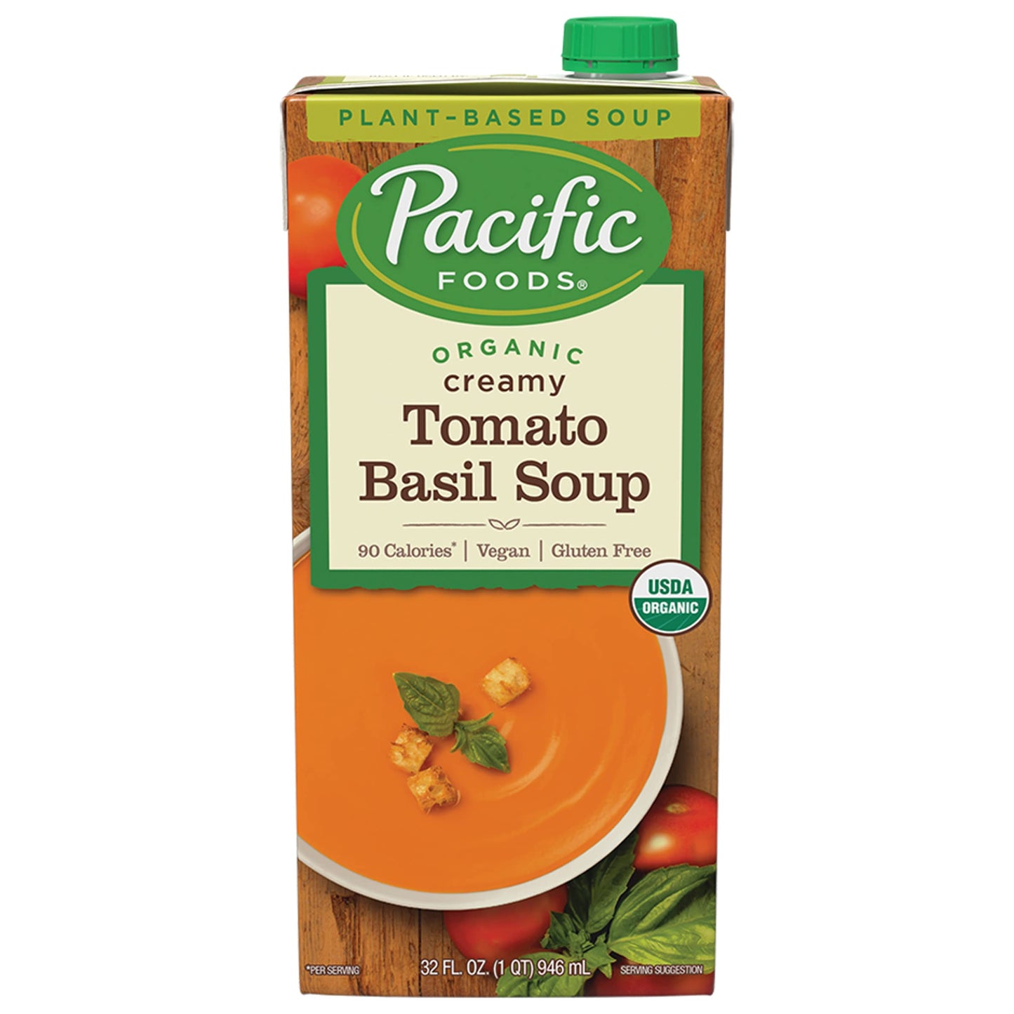 Pacific Foods Organic Vegan Creamy Tomato Basil Soup, 32 Ounce