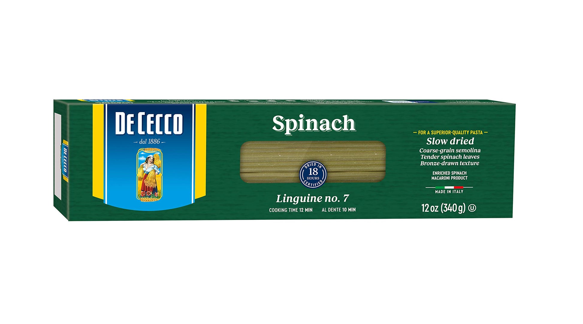 De Cecco Spinach Pasta, Linguine No.7, 12 Ounce (Pack of 12)