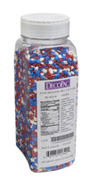 DecoPac Patriotic Star Quins, 16.5oz, Fancy Sprinkles Shaped Like Stars In Red, White & Blue, Candy Sprinkles in Handheld Contai