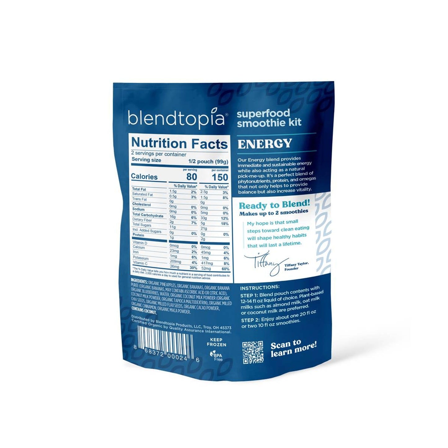 BLENDTOPIA Smoothie Energy Blend Superfood, 7 OZ
