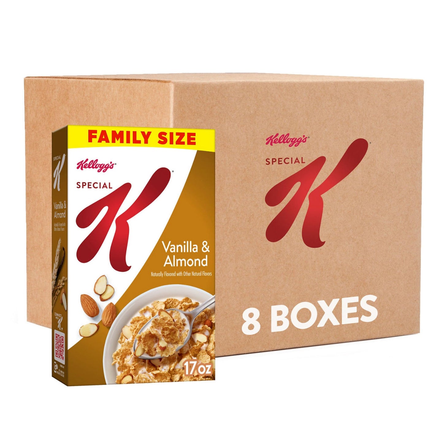 Kelloggs Special K Breakfast Cereal, Fiber Cereal, Family Breakfast, Family Size, Vanilla and Almond, 17oz Box (1 Box)