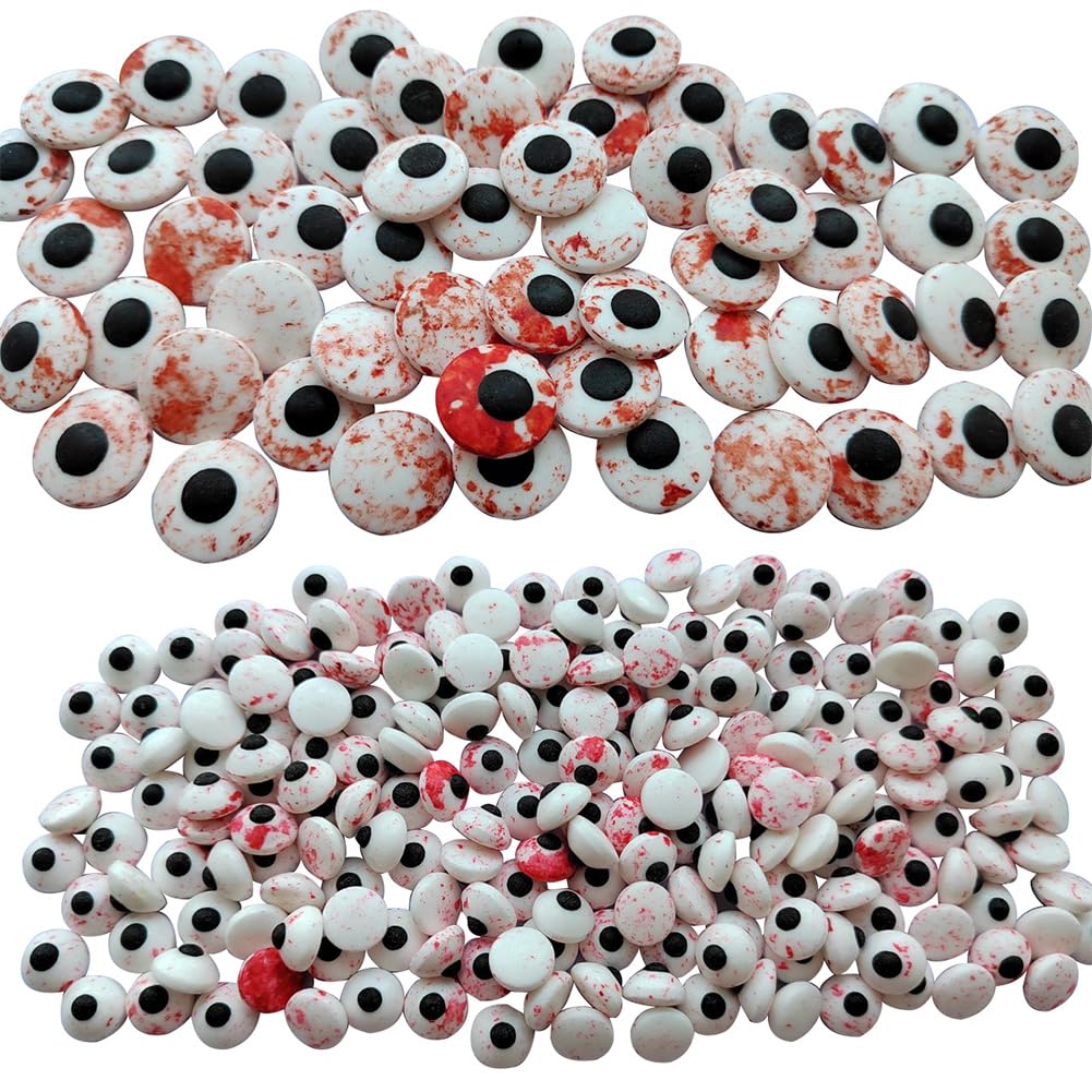 2 Bottles Candy Eyeballs Bloody Red Eyes Cake Cupcake Toppers Cookie Decorations,Two Size Mixed, Edible Dessert Sprinkles for Ha