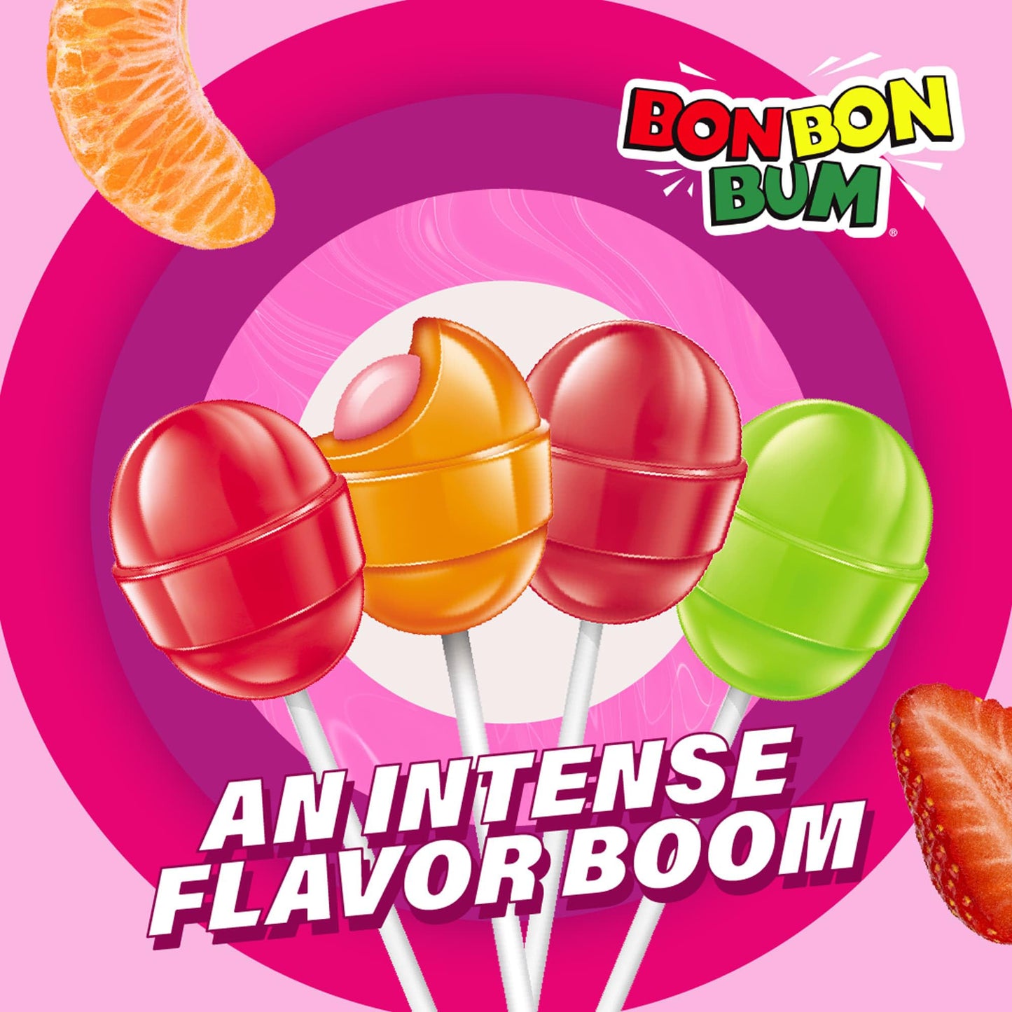 Colombina Bon Bon Bum Lollipops, Assorted Flavor, 48 Count (Pack of 2)