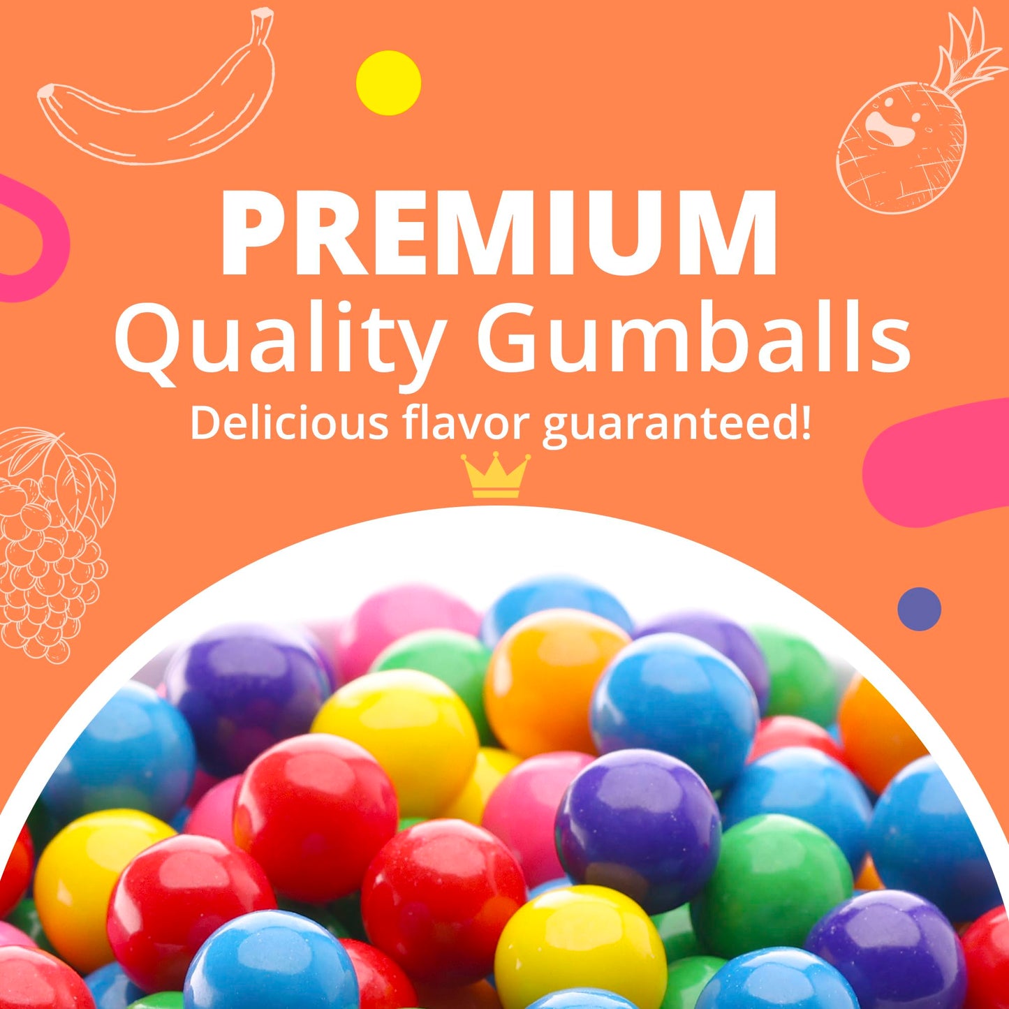 Gumballs For Gumball Machine Refills - Assorted Fruit Flavored Gum Balls - 0.5'' Mini Bubble Gum - Bulk Gum Pack 1.7 Lb - Chewin