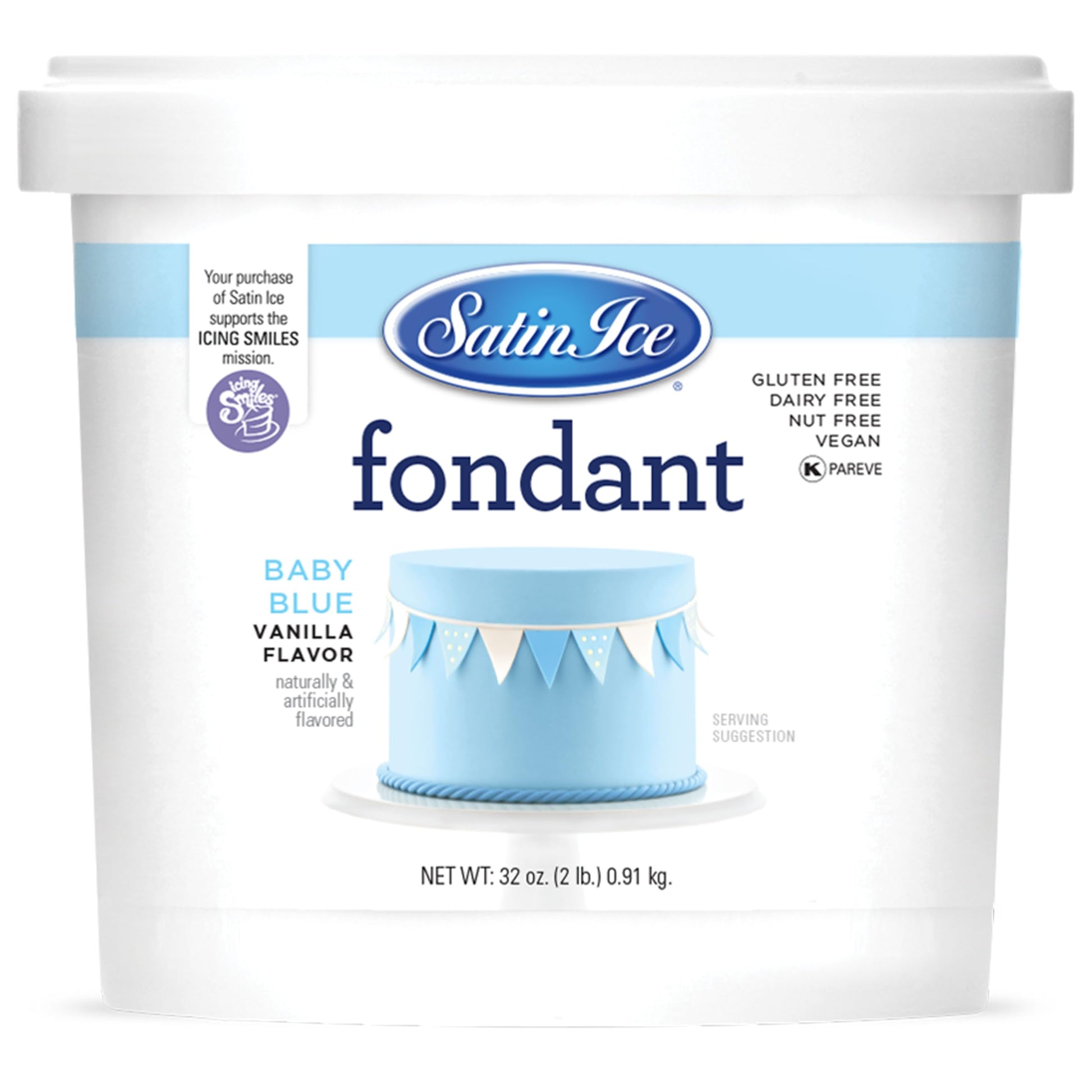 Satin Ice Fondant, Vanilla, 2 Pounds, Baby Blue, 1 Pack