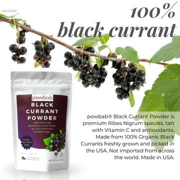 Powbab Black Currant Powder - 100% Usa Grown Whole Black Currants. No Juice Concentrate, No Added Sugar. Made In Usa From Dried