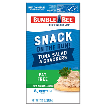 Bumble Bee Snack On The Run Fat-Free Tuna Salad with Crackers Kit - Ready to Eat, Spoon Included - Wild Caught Tuna - Shelf Stab